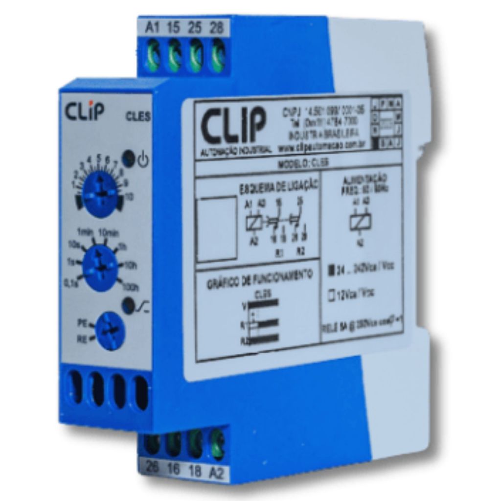 Temporizador Cles12VCC 24–242Vca/Vcc Relé Timer Multitensão