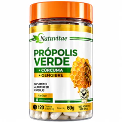 Própolis Verde + Gengibre + Cúrcuma + Vitaminas C D3 Zinco Natuviva 120 Cáps Imunidade Premium