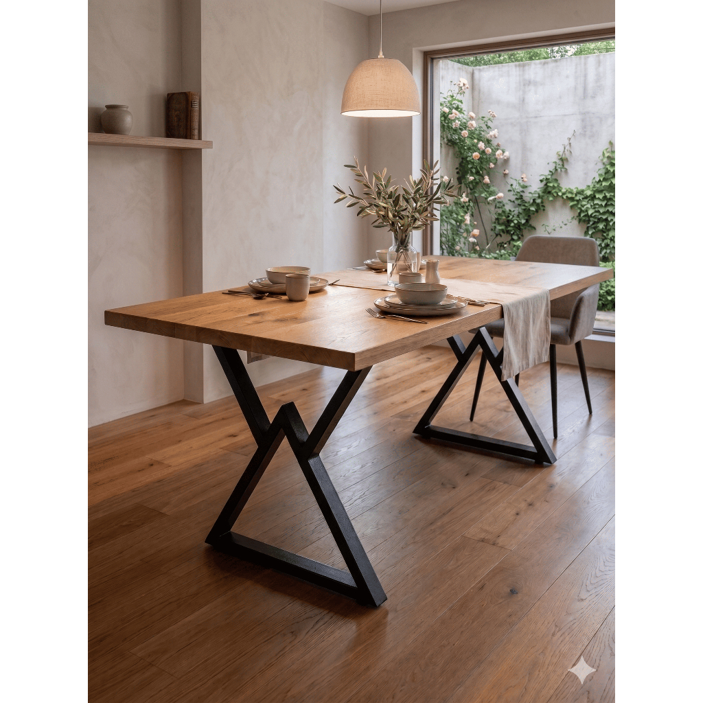 Pé De Mesa Estilo Industrial Reforçado Linha Delta - 2peças