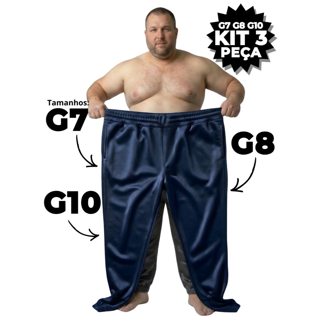 Kit 3 Calça Moletom Masculina Plus Size G8 e G10