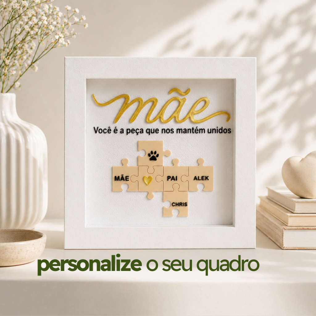 Quadro Dia das Mães Personalizado com Nomes | Presente para Mãe | Porta-Retrato Decorativo Família