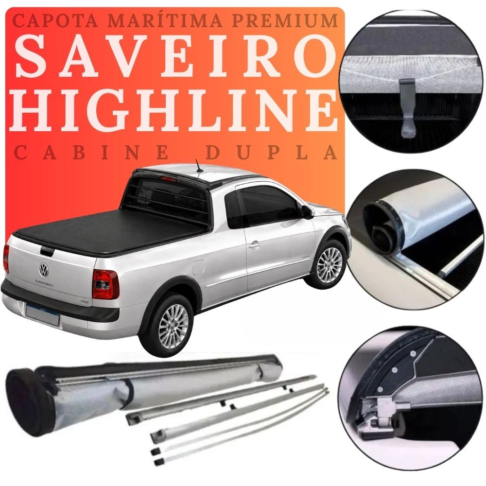Capota Premium Saveiro 2015 Cabine Dupla - Reforçado, Impermeável, Instala Fácil + TREK