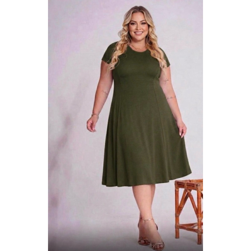 vestido rodada manga nesga 44/46/48/50  /52 G GG G1 G2
