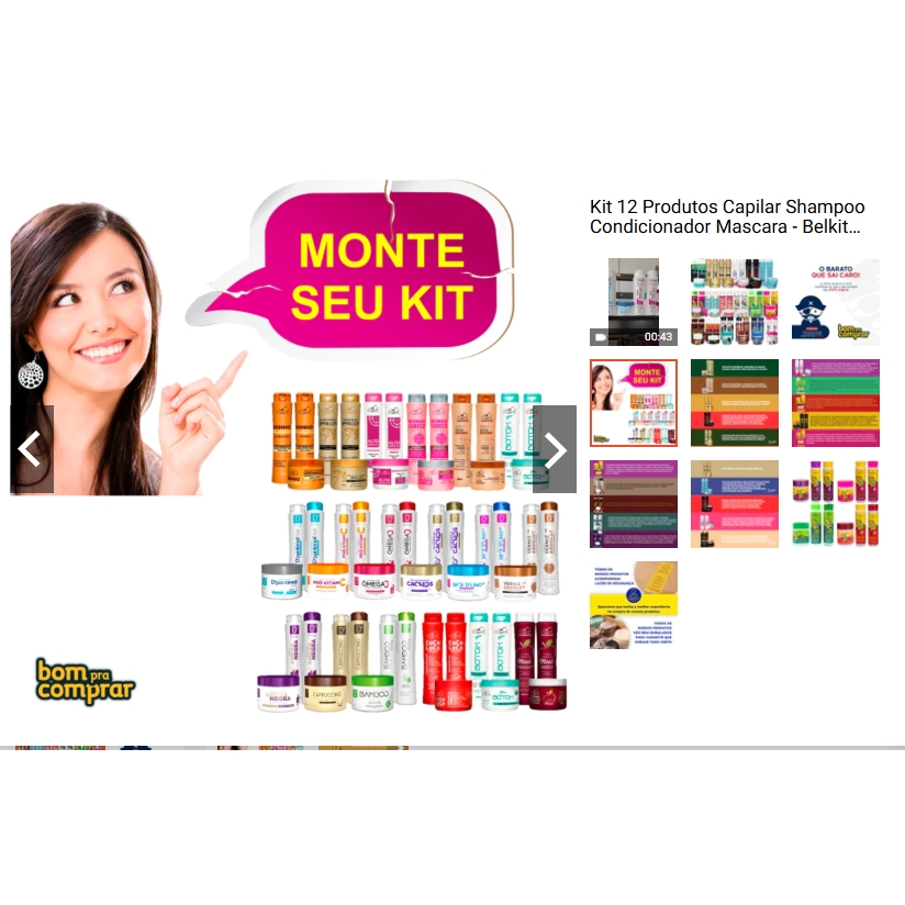 Kit 12 Produtos Capilar Shampoo Condicionador Mascara - Belkit Babaloo Mahair Bellcorpus