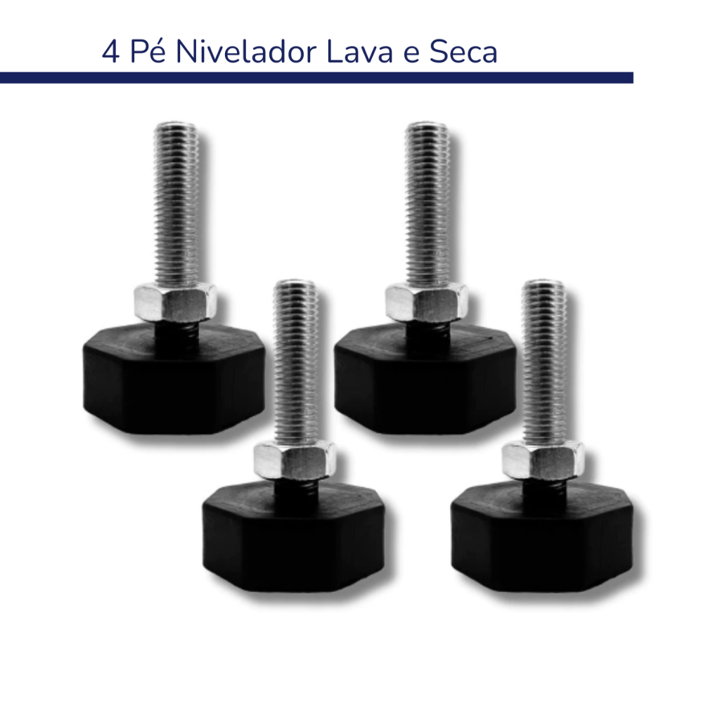 Jogo Pé Nivelador Lava e Seca Compatível LG e Electrolux