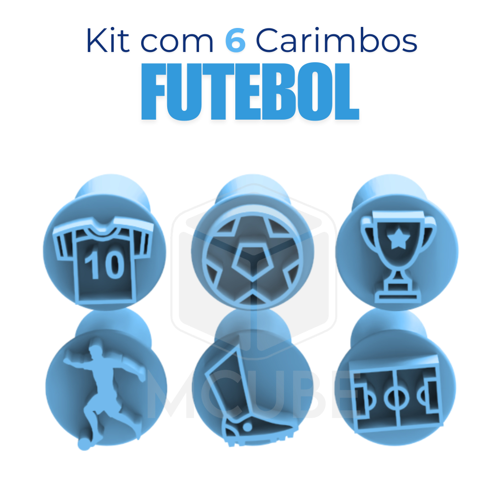 Kit com 6 Carimbos Marcadores para Docinhos e Brigadeiro - Futebol Campeão Jogador Camisa 10