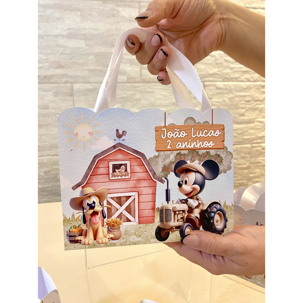 Sacolinha Mickey Fazendeiro Personalizada | Lembrancinha Festa Infantil | Tema Fazendinha