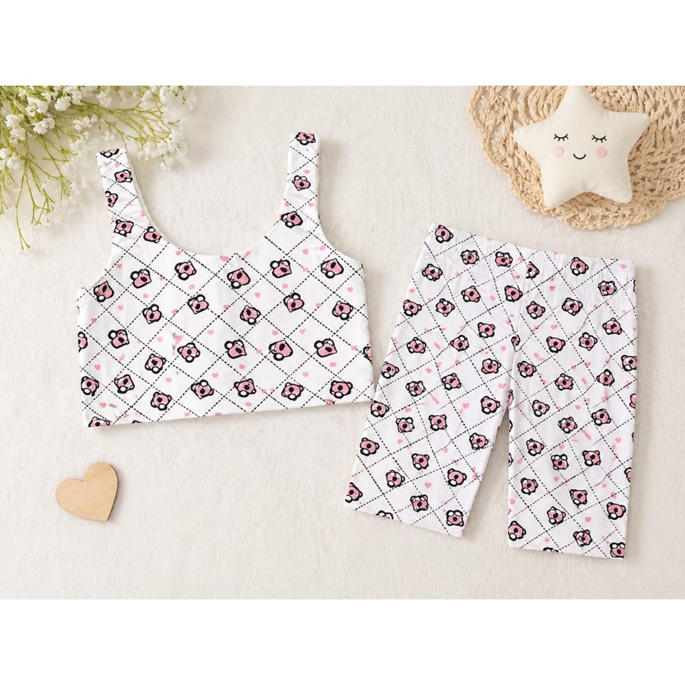 Conjunto Fitness De Academia Infantil Short Ciclista e Top Menina Kids, roupas de Treino Cojunto Esportivo Legging
