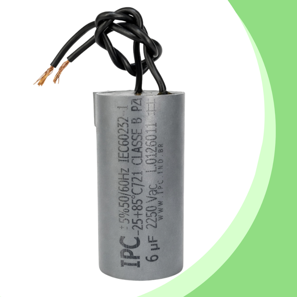Capacitor 6uF 250V 2 Fios Motores Exaustor