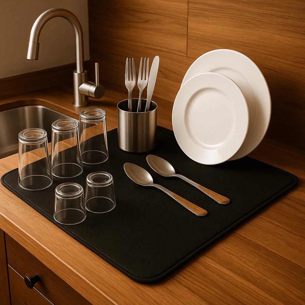 Tapete Escorredor de Louça 40x30cm Grande Absorvente e Antiderrapante para Cozinha