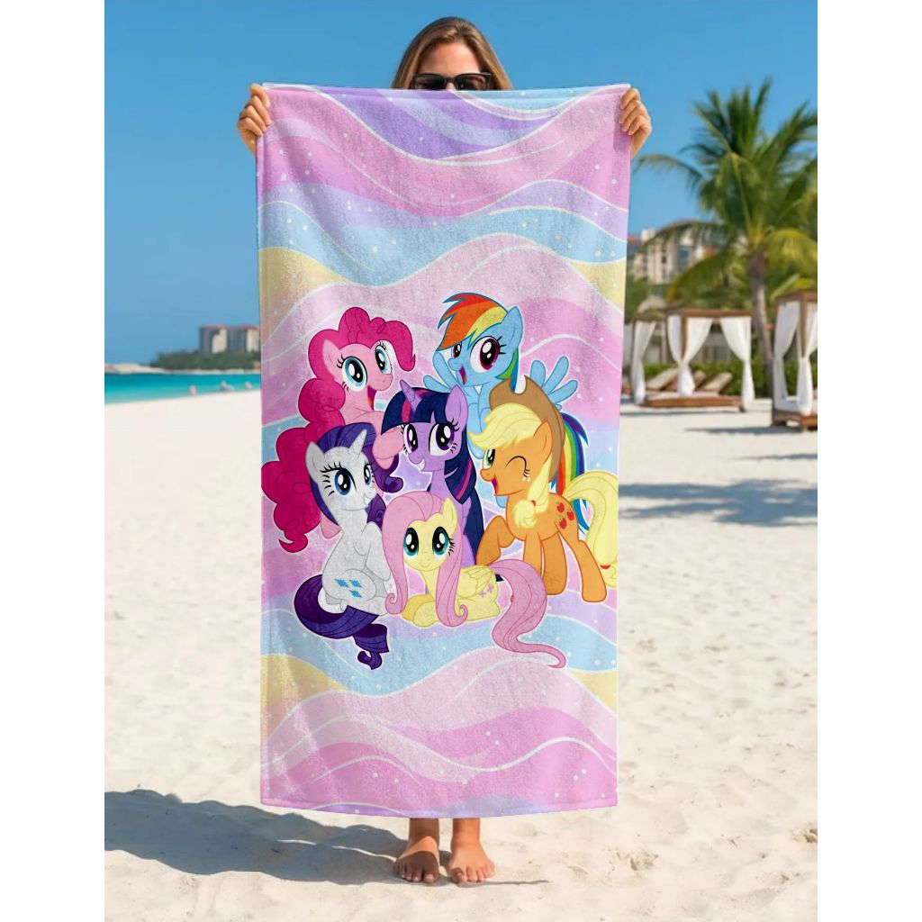 Toalha Grande de Banho Praia 1,40x70cm Temática My Little Pony Ondulado — imagem 2 de 2