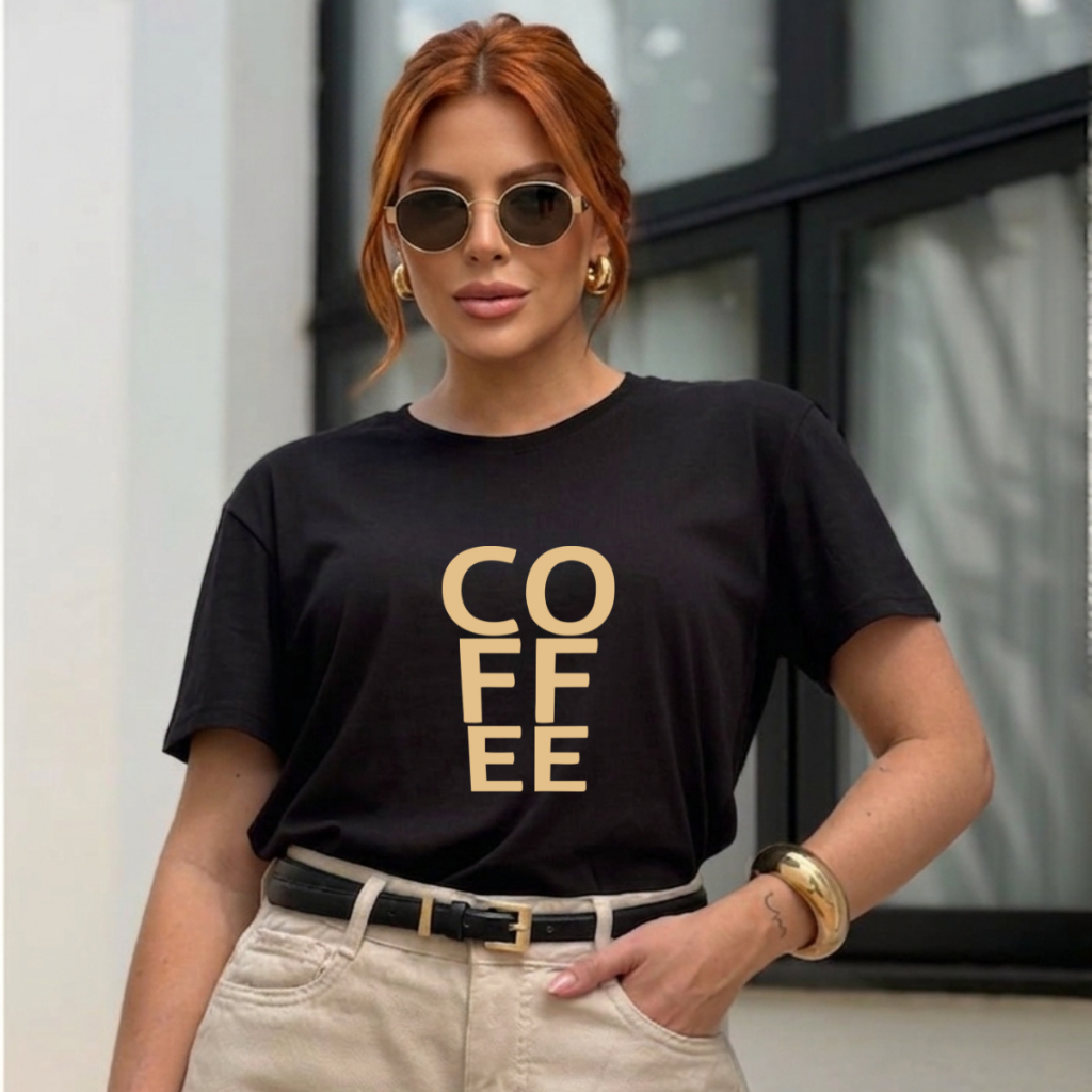 T-shirt Coffe Café T-shirt Trend Babylook 100% Algodão Unissex e Plus Size