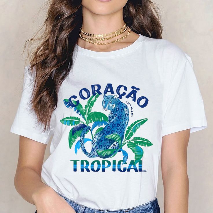 Camiseta Feminina Camisa Estampada Algodão Aesthetic Casual Delicada Fashion Confortável