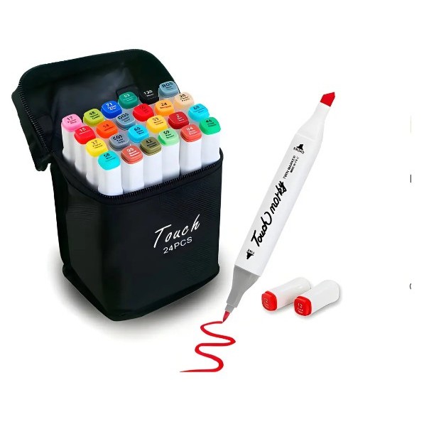 Canetinha Hidrocor 24 Cores Escolar Desenho Bobbie Goods  Profissional Álcool Ponta Dupla ...