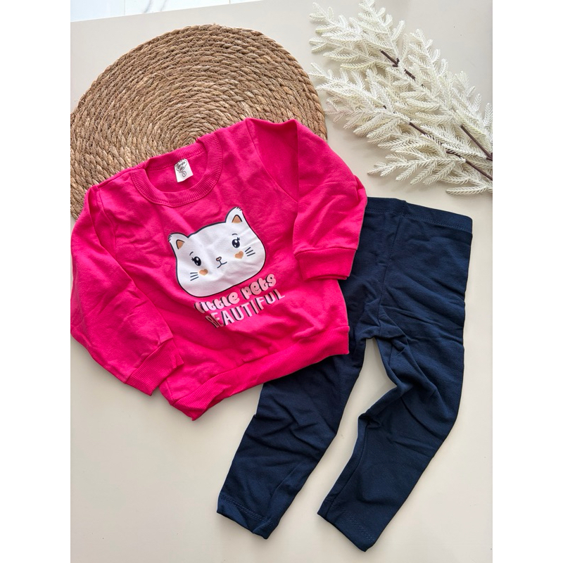 Conjunto Infantil Feminino Inverno ❄️ Moletom Flanelado Quentinho + Calça