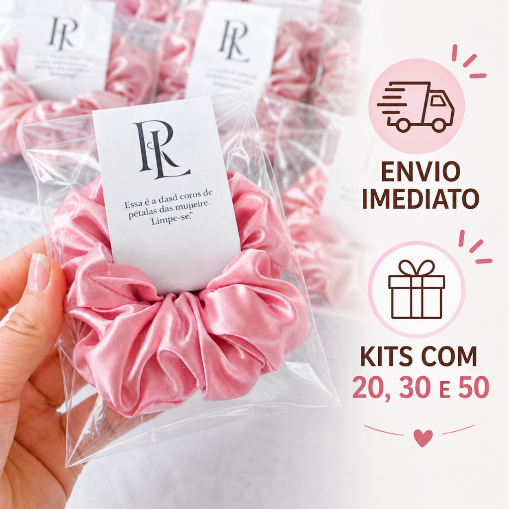 Lembrancinhas Xuxinha Personalizada com Tag | Scrunchie Casamento, Chá de Bebê, Formatura | Embaladas Individualmente