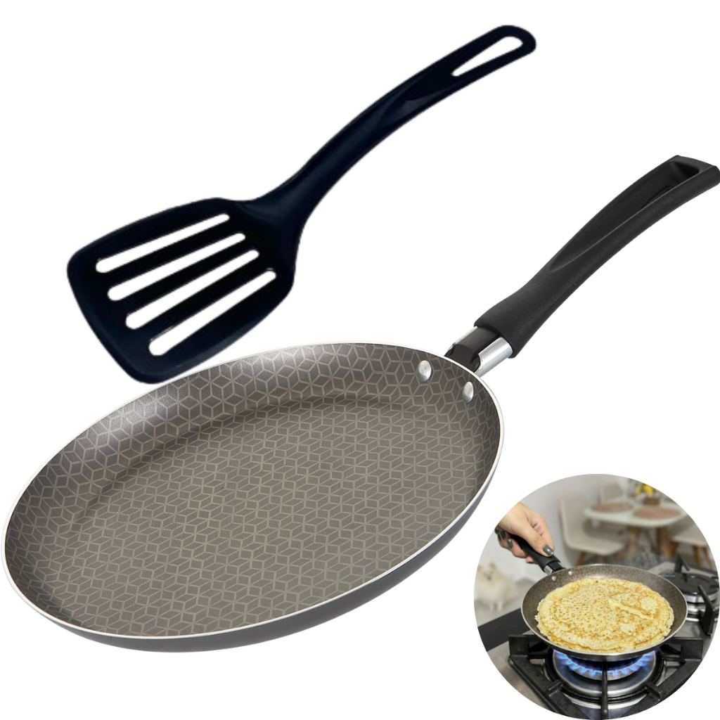 Tapioqueira Antiaderente Profissional + Espátula de Nylon para tapioca e panqueca 22cm starflon