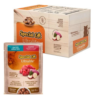 SACHÊ SPECIAL CAT ULTRALIFE ADULTOS SABOR CARNE 85G CAIXA COM 12 UNIDADES