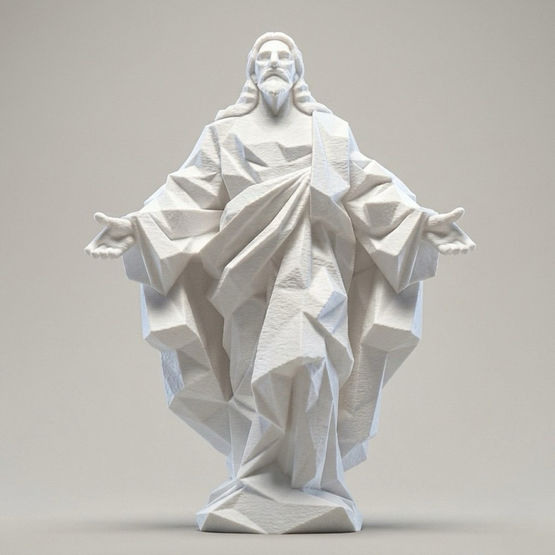 imagem sacra Senhor Jesus Cristo Salvador decorativa geométrica 15cm