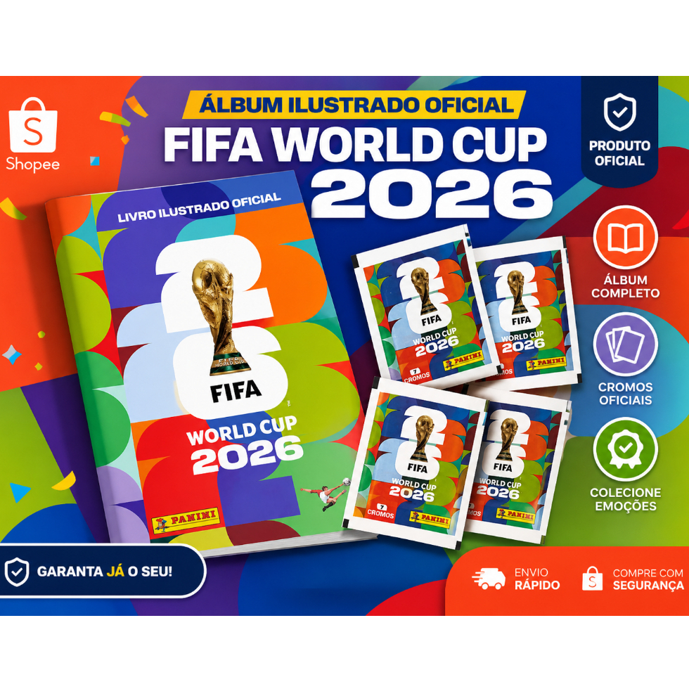 Álbum Copa do Mundo 2026 + 6 Pacotes de Figurinhas