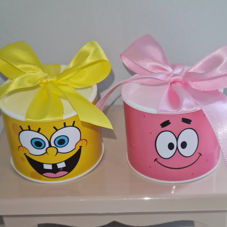 Kit Tubolatas Personalizadas BOB ESPONJA & PATRICK | Lembrancinha Maternidade | Aniversário | Chá de Bebê | 5x6