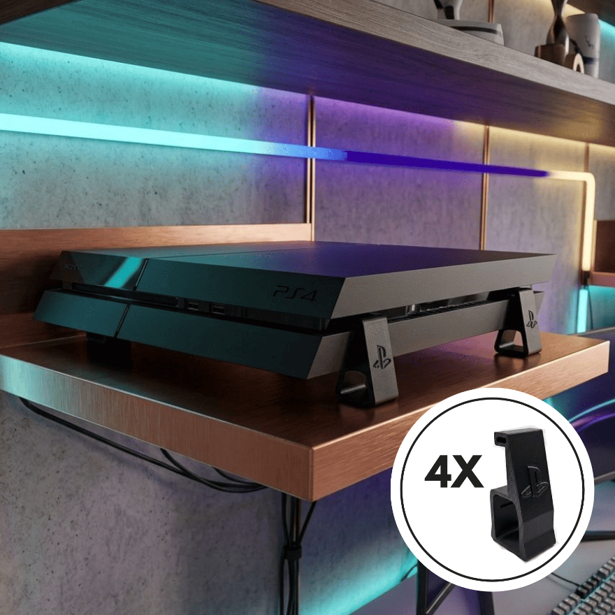 Suporte Ps4 Slim Fat Pro Horizontal Pezinho Elevação PlayStation 4 Base Apoio Lateral