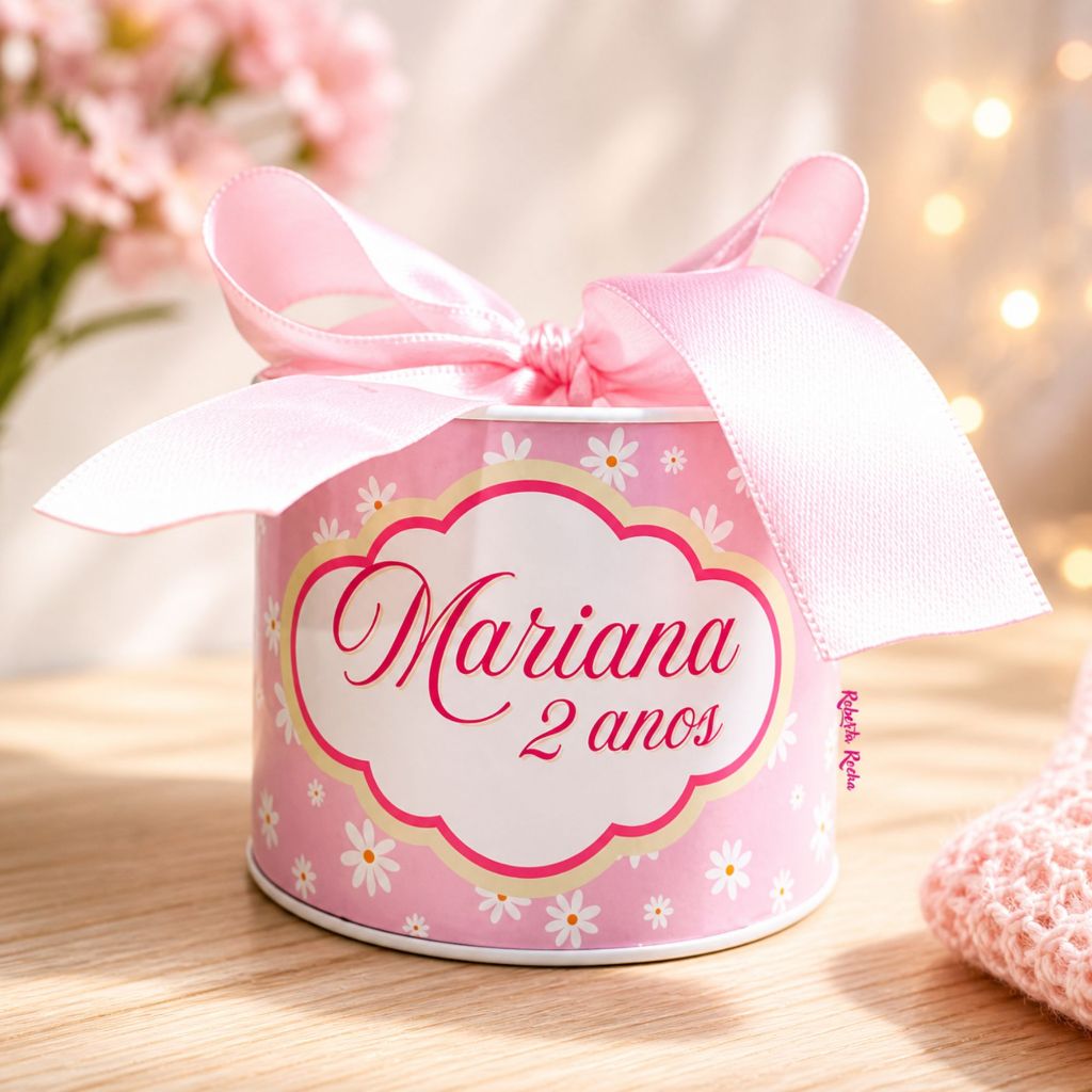 Tubolata lembrancinha personalizada 5x6cm JARDIM DAS MARGARIDAS | Maternidade | Aniversário