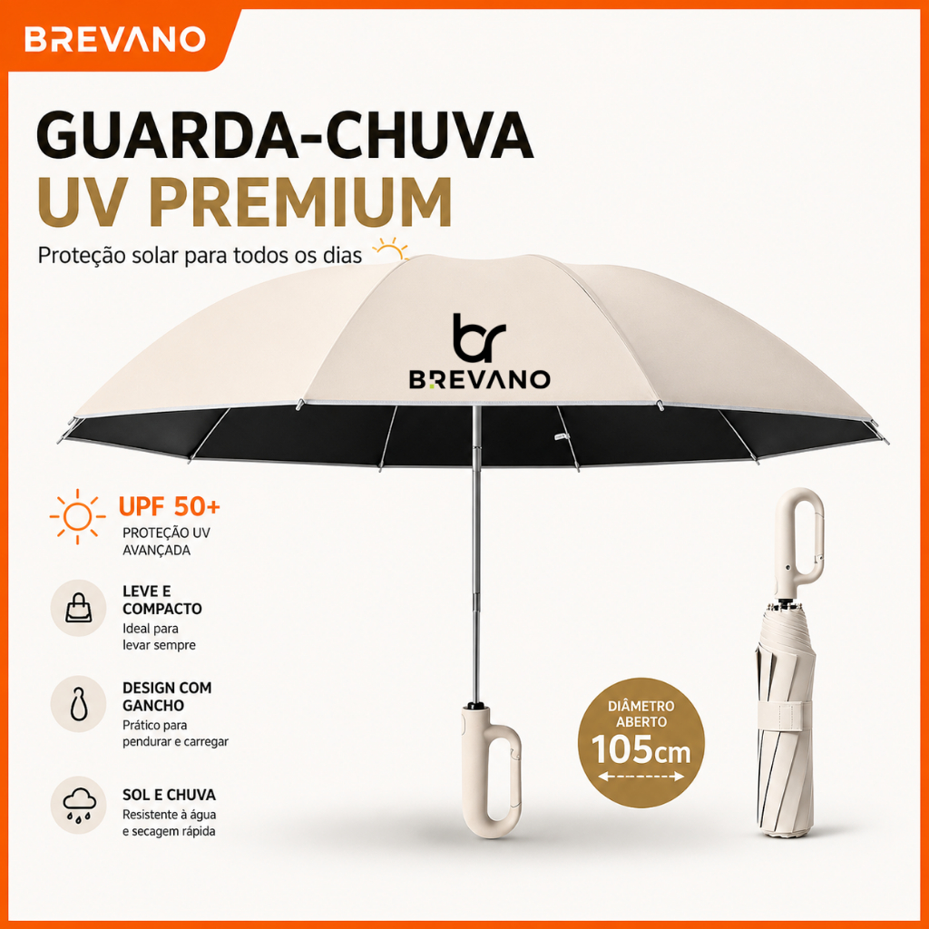 Guarda-chuva Automático Grande Dobrável com  Protetor Solar UV e Resistente ao Vento 20 Hastes
