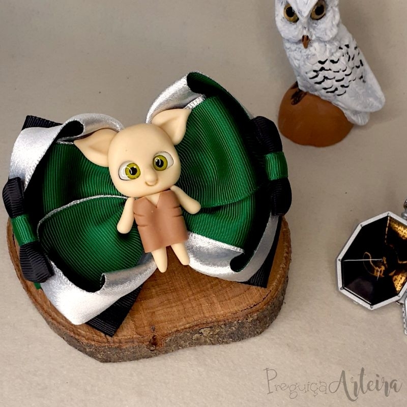 Laço Amora Luxo Dobby - Coleção Preguiça Potter - Sonserina - Bico de Pato 5.5 Encapado