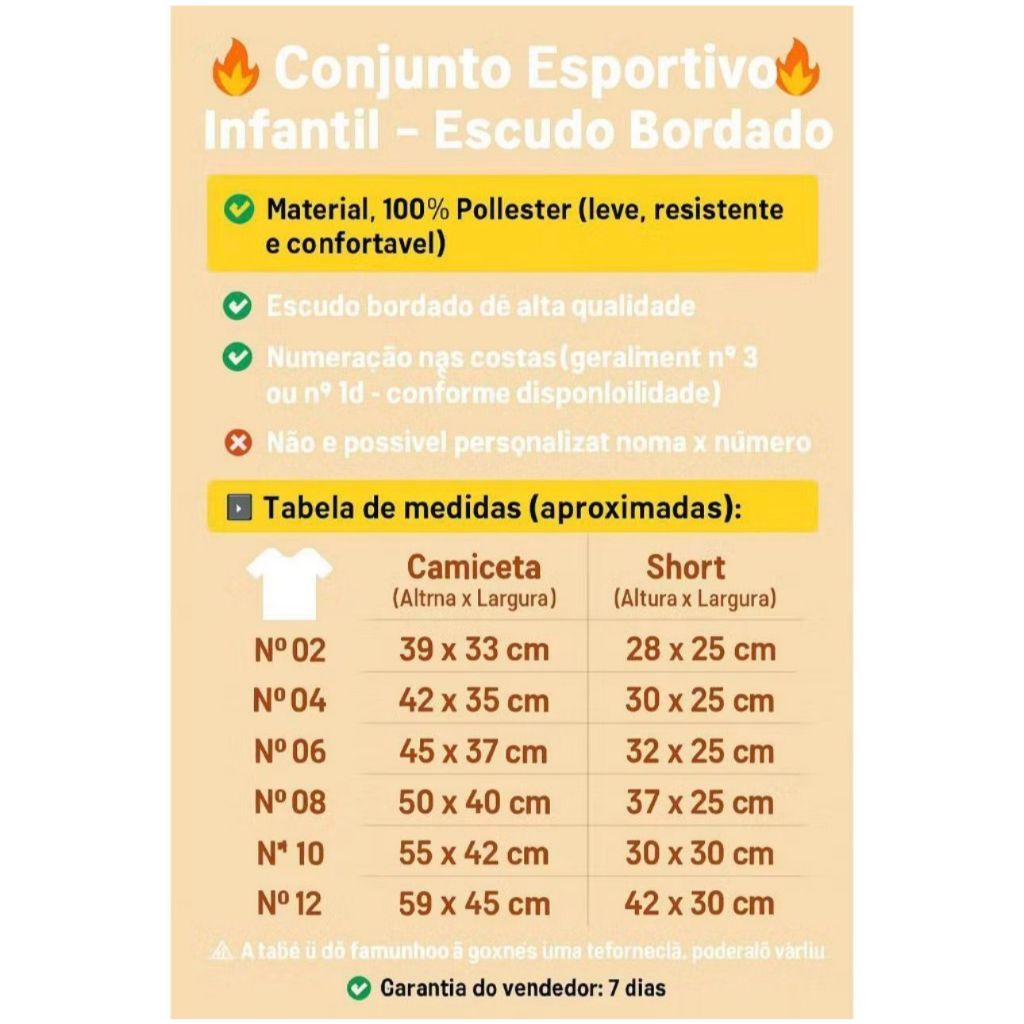 Conjunto Infantil Internacional Times Europeu 6 ao 14