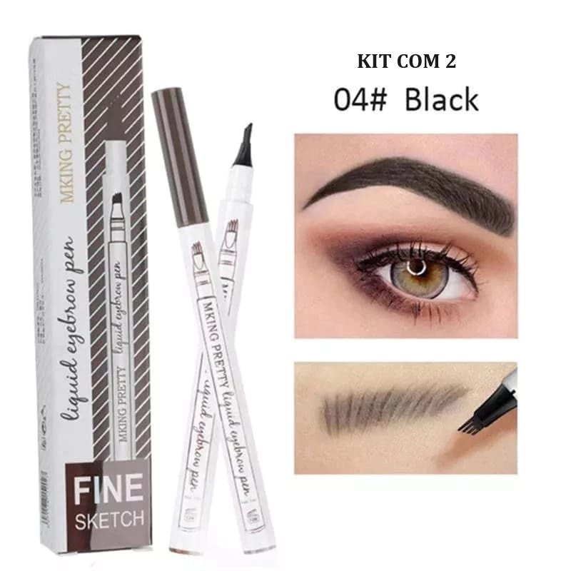 kit com 2 Canetas Fio a Fio  Delineadora Para Barba se Sobrancelhas Microblading 3D Longa Duração