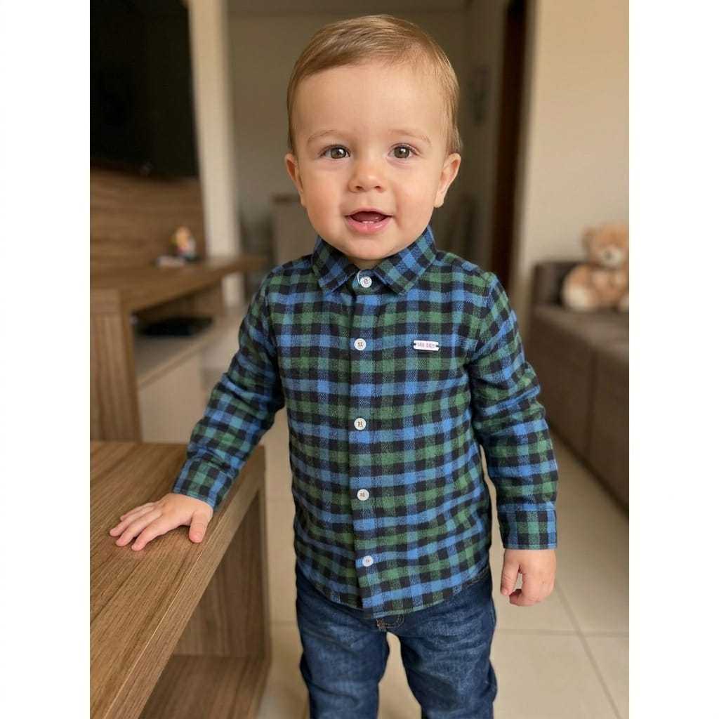 Camisa Xadrez Flanela Manga Longa Masculino Baby Infantil Alfa 430 P a 3 anos