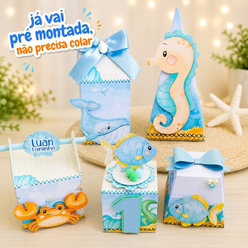Kit Fundo do Mar — Caixas Personalizadas | Mimos Fundo do Mar lembrançinhas | Decoração Festa Infantil