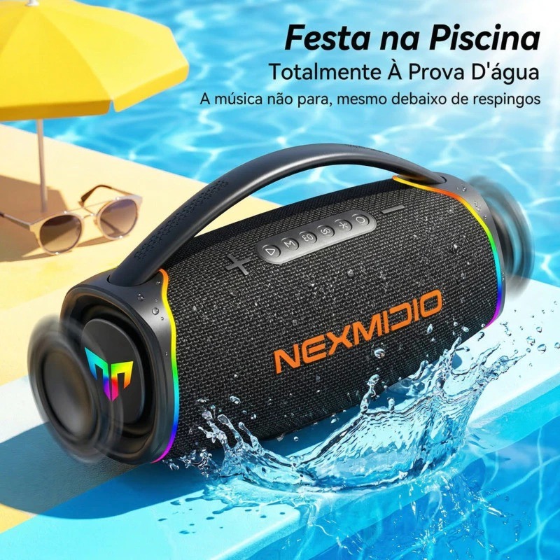 Boombox Bluetooth Nexmidio MD-B09 300w Graves Fortes Ipx6 Led = imenso X41a kd-889 sm46 a'gold