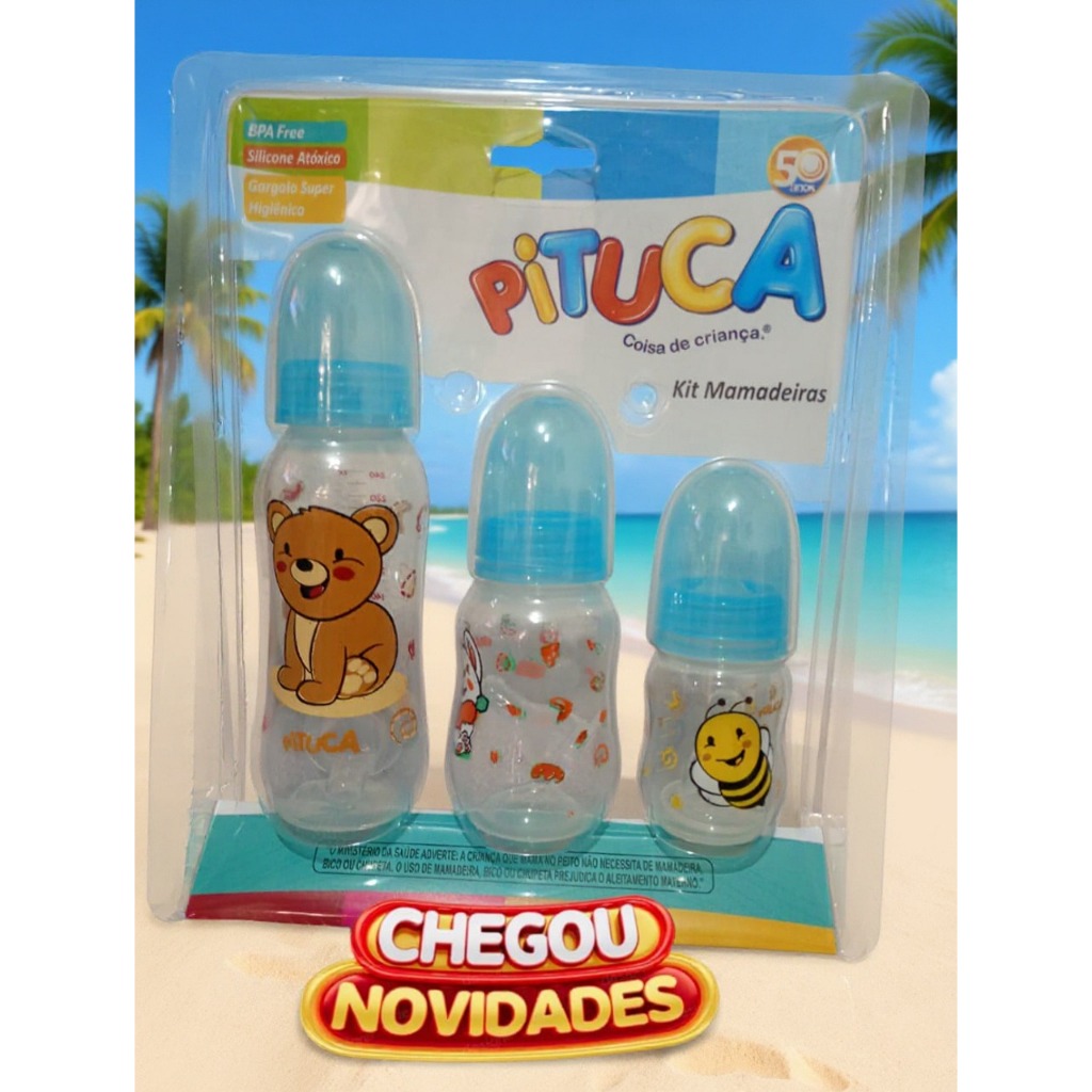 kit 3 mamadeiras 240ml, 150 ml, 80 ml