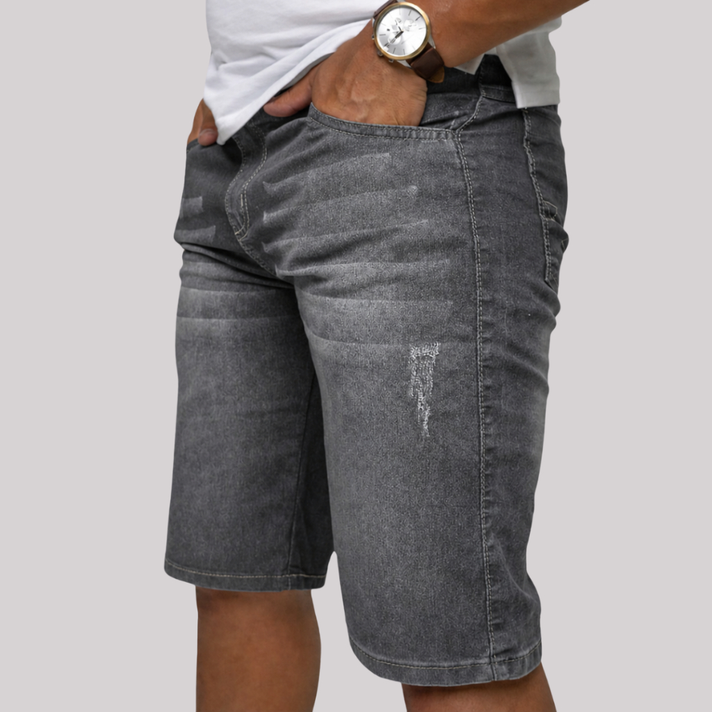 Bermuda Jeans Masculina Slim Com Elastano Premium Lycra Estilo Casual Luxo - Lançamento 2026 COPA DO MUNDO