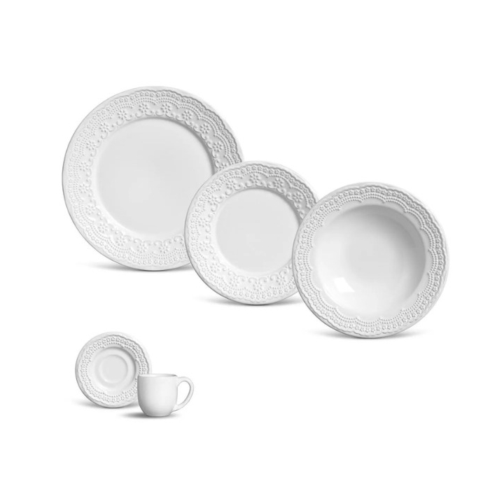 Aparelho De Jantar 20 Peças Madeleine Branco Porto Brasil