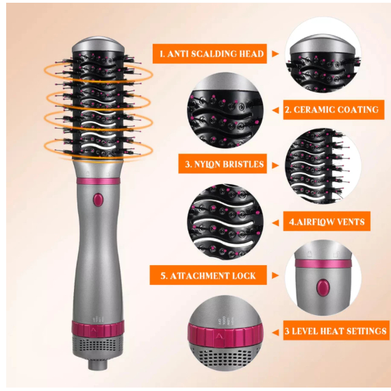 Escova e Secador Modelador e ondulador de cabelo 4 em 1 Altomex  110V - DJ-044