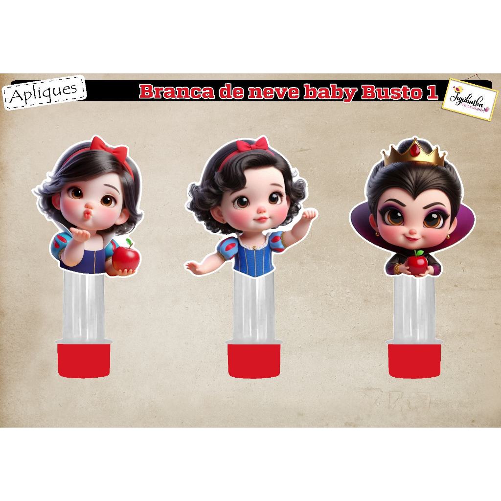 APLIQUE RECORTADO PARA TUBETES  - BUSTO BRANCA DE NEVE 1 -  TUBETES, DECORAÇÃO, FESTAS, ANIVERSÁRIOS