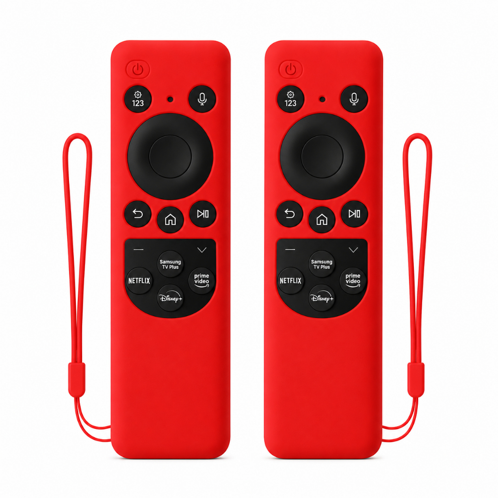 Kit 2 Peças Antiderrapantes Capa de Silicone Vermelha para Controle Remoto Smart TV