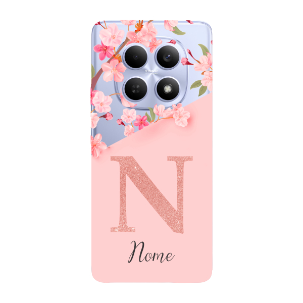 Capinha para Xiaomi RedMi Note 15 4G - 5G Anti Impacto Personalizada - Delicate Flowers Rosa com nome e inicial