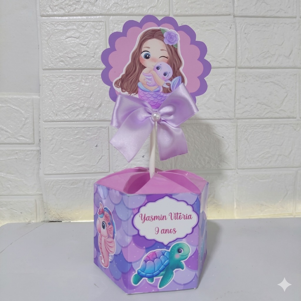 Centro de Mesa Sereia (Pegue e Monte)  Cachepô Personalizado Fundo do Mar Infantil