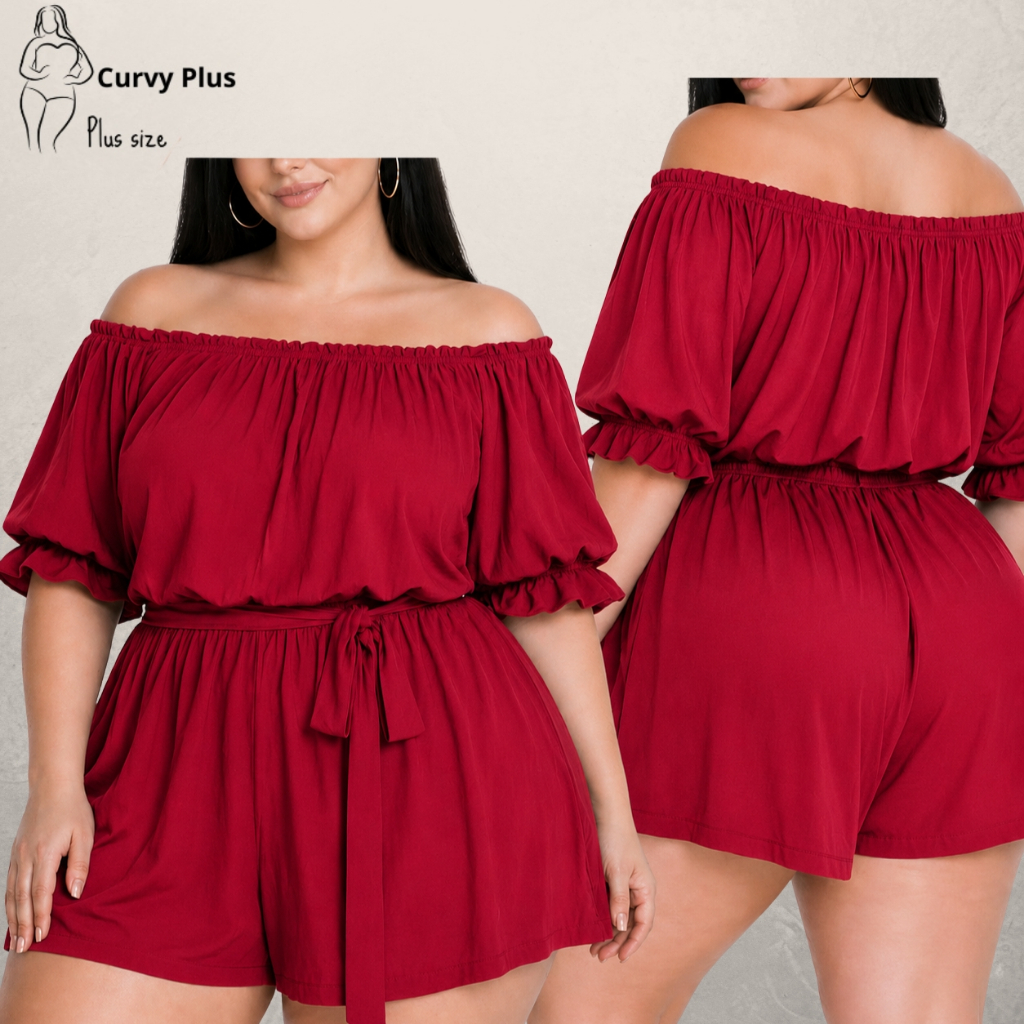Macacão Curto Plus Size Ciganinha Lançamento Moda Macaquinho Feminino Soltinho Curto Plussize Feminino