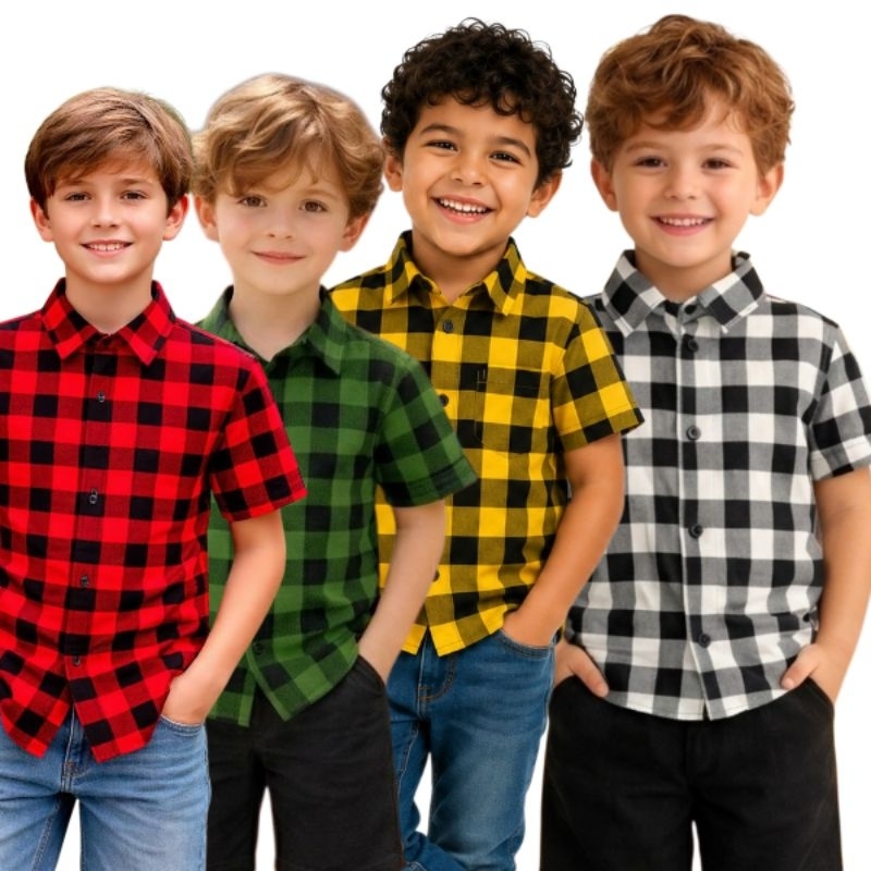 Camisa Xadrez Infantil Menino Festa Junina Camiseta Gola Polo Viscose Premium country Masculino