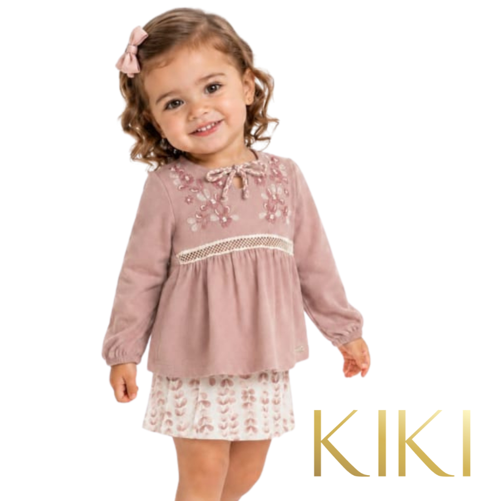 Conjunto infantil menina manga longa c/short saia Kiki Xodó tamanho 2   2450027