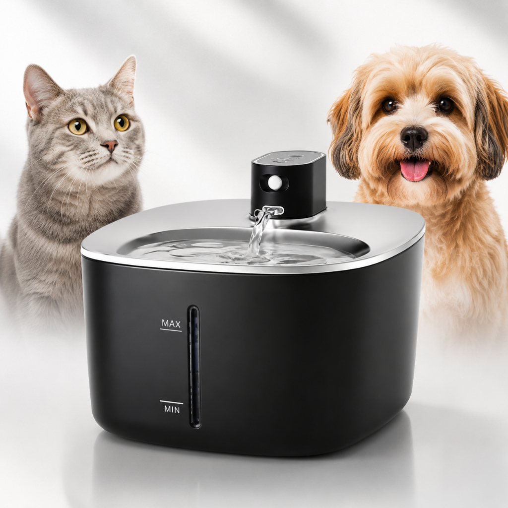 Bebedouro Pet Sem Fio Automático | Fonte de Água Inteligente Silenciosa com Controle Touch - preto