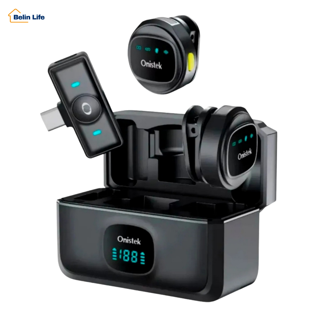 Kit 2 Microfones de Lapela Sem Fio Profissional para Celular Smartphone Bluetooth 5.2 ON-MC836