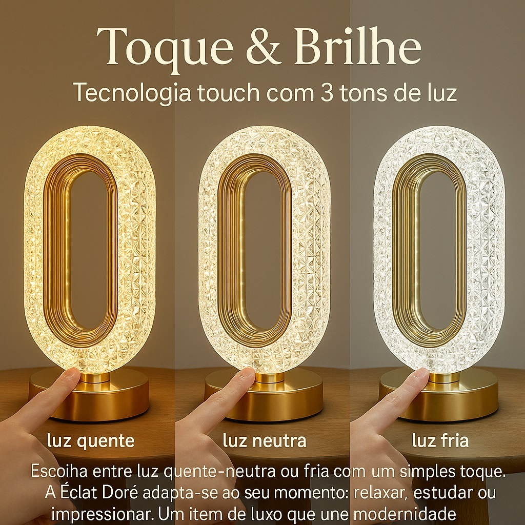Luminaria Abajur Luminária Cabeceira Quarto Iluminação Retrô Cristal Led Touch Recarregável