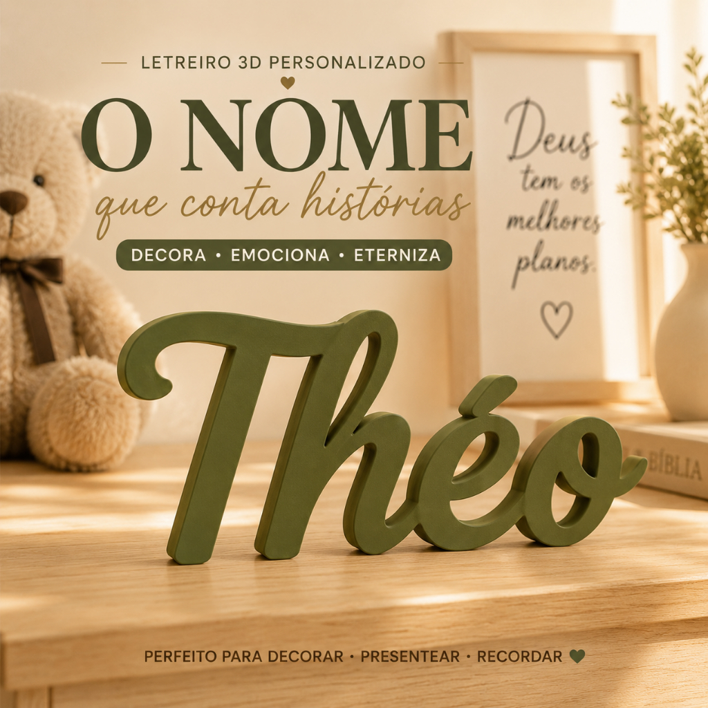 Letreiro Nome 3D Personalizado Decoração Mesa Aniversário Infantil, Casamento e Chá de Bebê