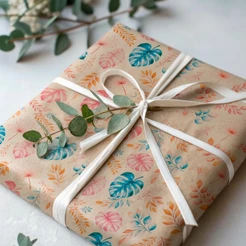 Embalagem Kraft Estampada Premium 40x60cm 20 Folhas Papel Presente e Produtos Loja